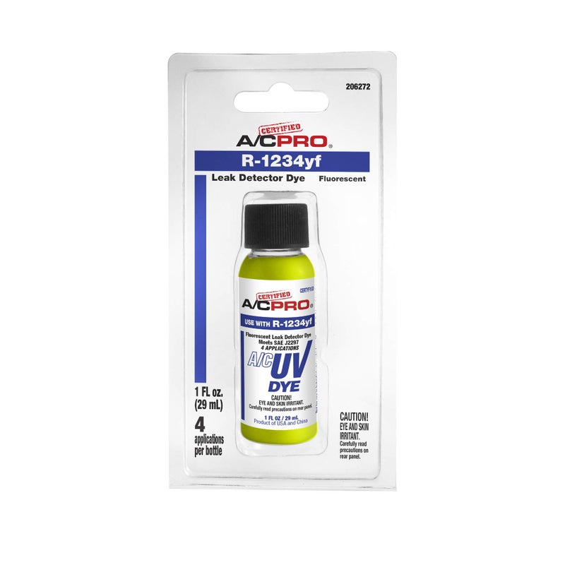 A/C Pro Certified A/C Pro Car Air Conditioner Leak Detector Dye, Leak Detection UV Dye Detects Leaks in R-1234YF AC Systems, 1 Oz